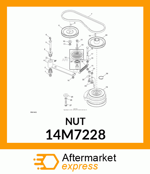 NUT, METRIC, L.H. THREAD HEX 14M7228