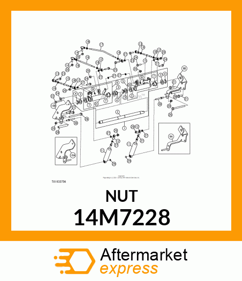 NUT, METRIC, L.H. THREAD HEX 14M7228