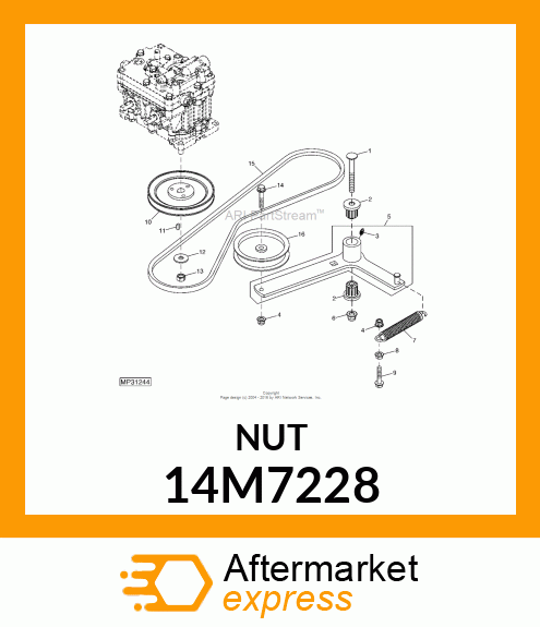 NUT, METRIC, L.H. THREAD HEX 14M7228