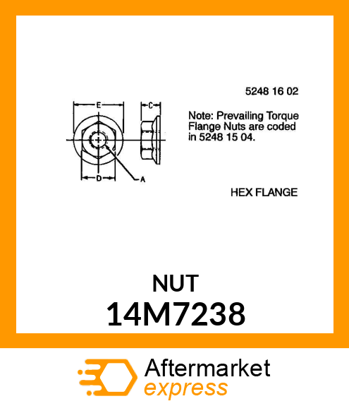 NUT, METRIC, HEX FLANGE 14M7238