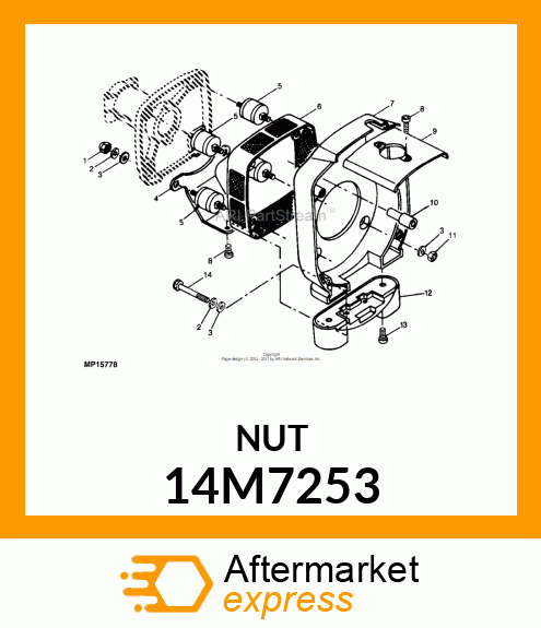 NUT, METRIC, HEX CROWN 14M7253