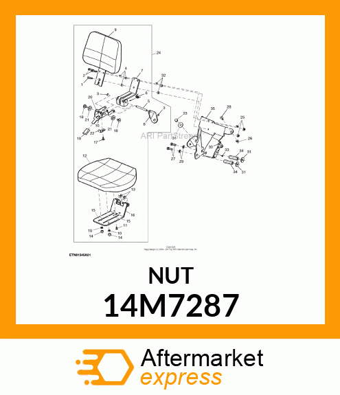 NUT, METRIC, HEX CROWN 14M7287