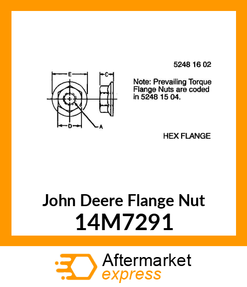 NUT,HEX FLANGE M16X2 JDS119 10 ZN 14M7291