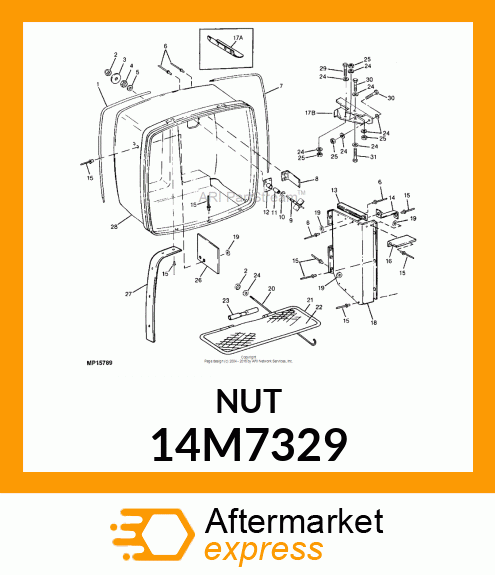 NUT, METRIC, HEX CROWN, SELF LOCKIN 14M7329