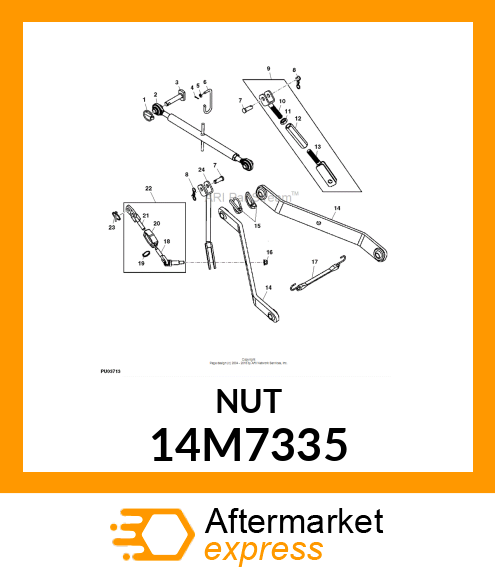 NUT, METRIC, THIN HEX 14M7335