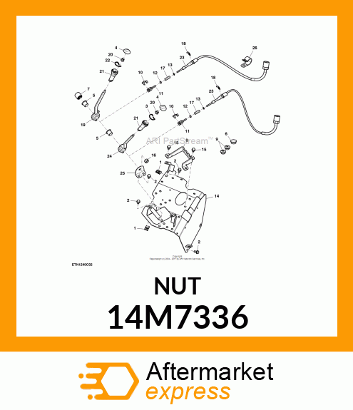 NUT, METRIC, L.H. THREAD HEX 14M7336