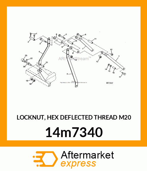 LOCKNUT, HEX DEFLECTED THREAD M20 14m7340