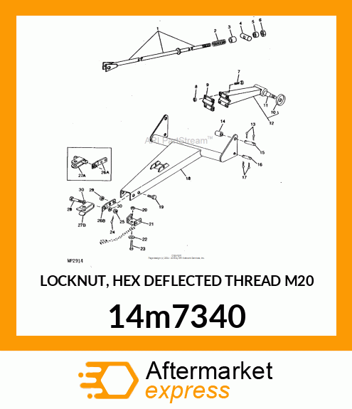 LOCKNUT, HEX DEFLECTED THREAD M20 14m7340