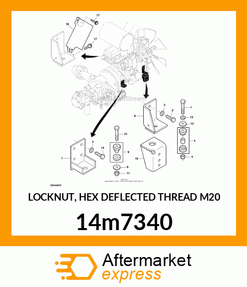 LOCKNUT, HEX DEFLECTED THREAD M20 14m7340