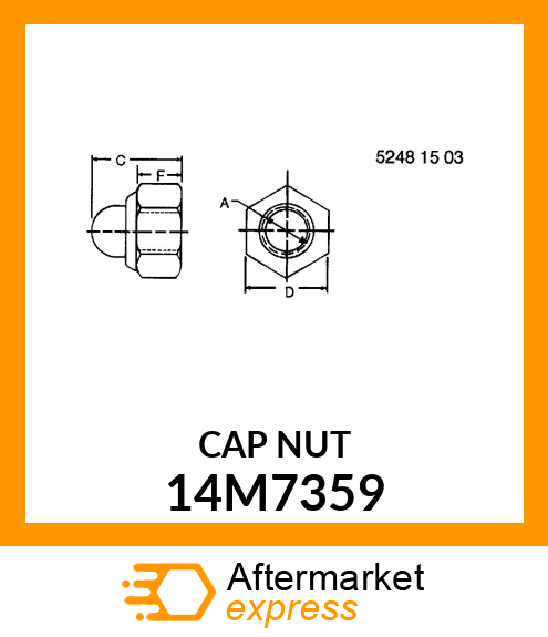 NUT, METRIC, HEX CROWN, SELF LOCKIN 14M7359