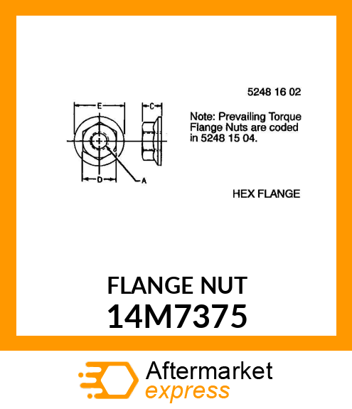 NUT, METRIC, HEX FLANGE 14M7375