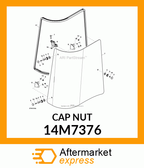 NUT, METRIC, HEX CROWN, SELF LOCKIN 14M7376