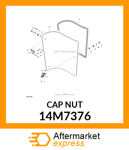 NUT, METRIC, HEX CROWN, SELF LOCKIN 14M7376