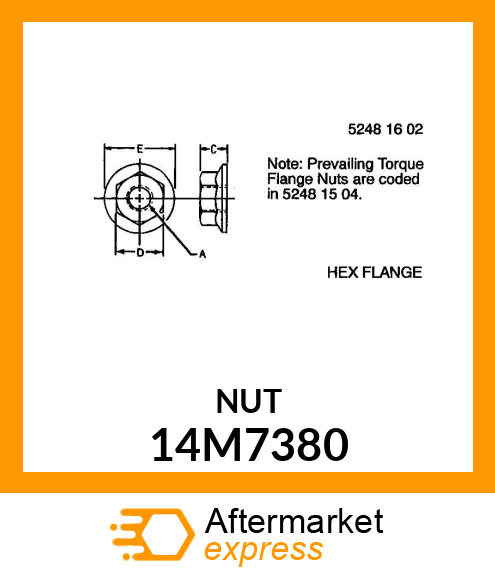 NUT, METRIC, HEX FLANGE 14M7380