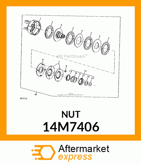 NUT, METRIC, EXTRA THICK HEX 14M7406