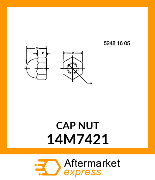 NUT, METRIC, HEX CROWN 14M7421