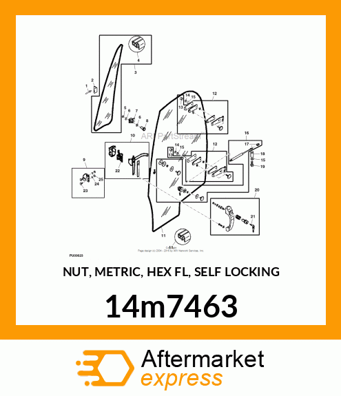 NUT, METRIC, HEX FL, SELF LOCKING 14m7463