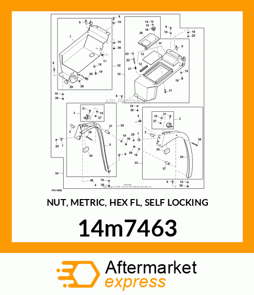 NUT, METRIC, HEX FL, SELF LOCKING 14m7463