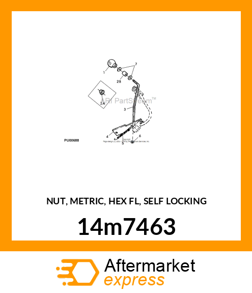 NUT, METRIC, HEX FL, SELF LOCKING 14m7463