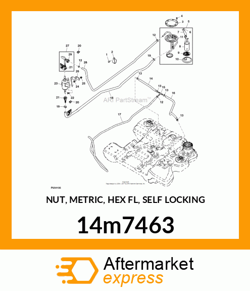 NUT, METRIC, HEX FL, SELF LOCKING 14m7463