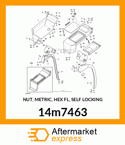 NUT, METRIC, HEX FL, SELF LOCKING 14m7463