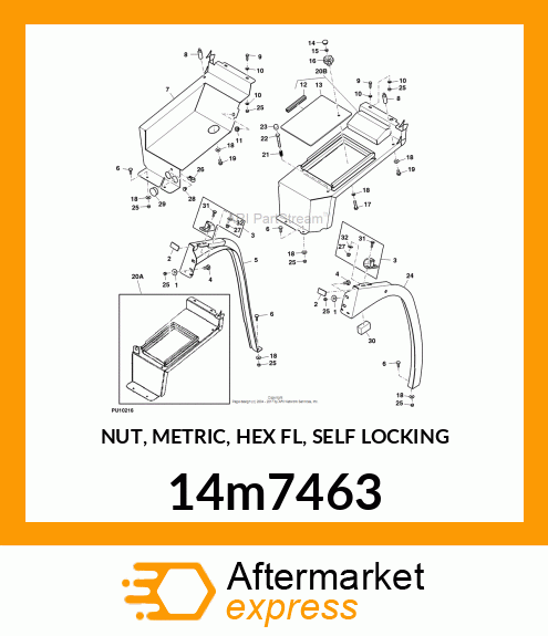 NUT, METRIC, HEX FL, SELF LOCKING 14m7463