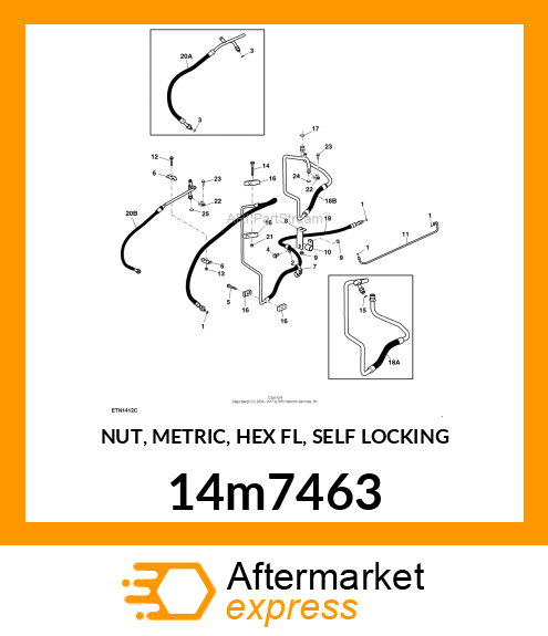 NUT, METRIC, HEX FL, SELF LOCKING 14m7463