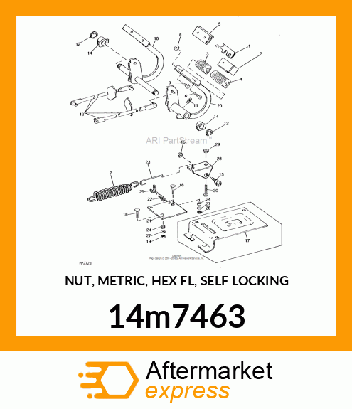 NUT, METRIC, HEX FL, SELF LOCKING 14m7463