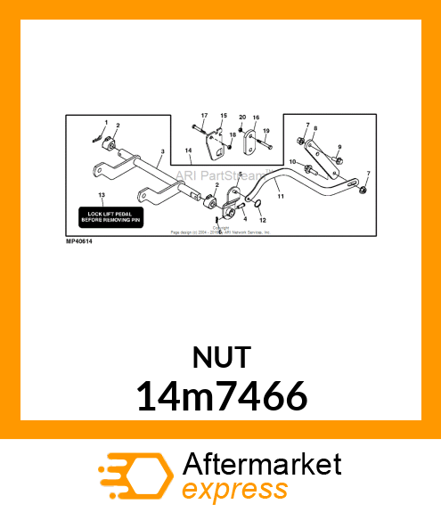 NUT, METRIC, HEX FL, SELF LOCKING 14m7466