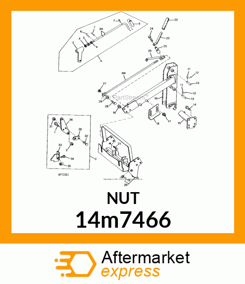 NUT, METRIC, HEX FL, SELF LOCKING 14m7466