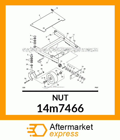 NUT, METRIC, HEX FL, SELF LOCKING 14m7466