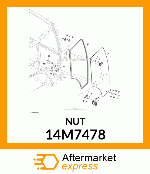 NUT, METRIC, HEX CROWN, SELF LOCKIN 14M7478