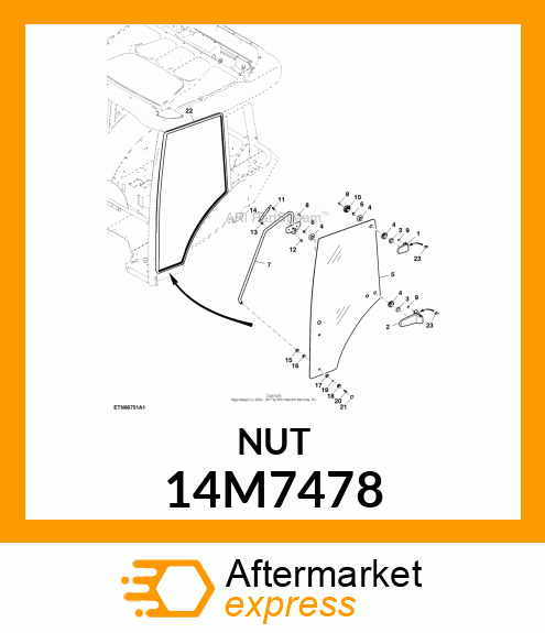 NUT, METRIC, HEX CROWN, SELF LOCKIN 14M7478