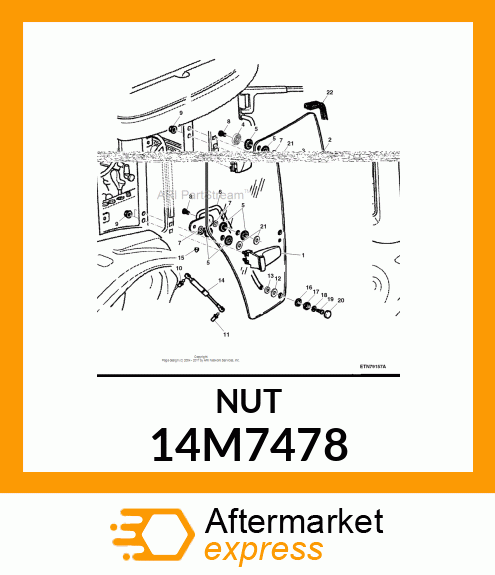 NUT, METRIC, HEX CROWN, SELF LOCKIN 14M7478