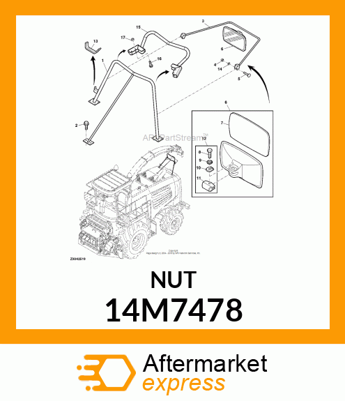 NUT, METRIC, HEX CROWN, SELF LOCKIN 14M7478