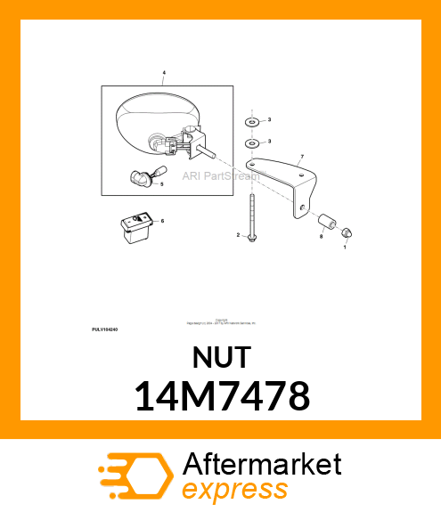 NUT, METRIC, HEX CROWN, SELF LOCKIN 14M7478