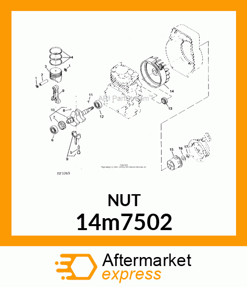 NUT, METRIC, HEX 14m7502