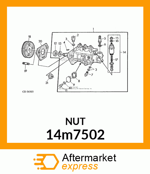 NUT, METRIC, HEX 14m7502