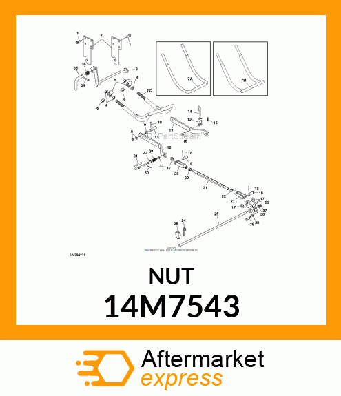 NUT, METRIC, L.H. THREAD HEX 14M7543