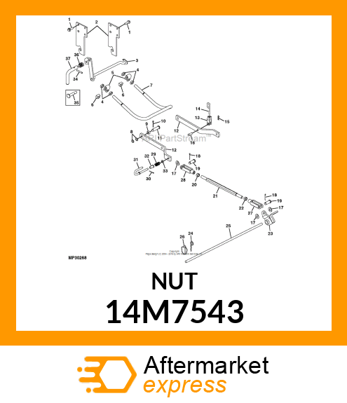 NUT, METRIC, L.H. THREAD HEX 14M7543