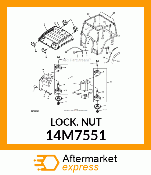 NUT, METRIC, HEX FL, SELF LOCKING 14M7551