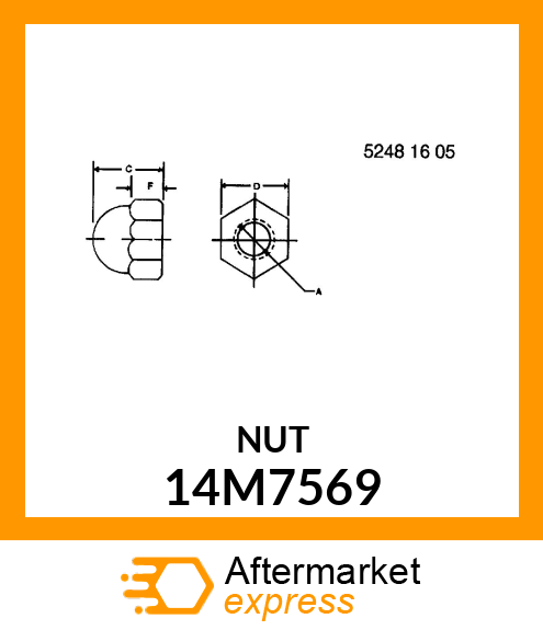 NUT, METRIC, HEX CROWN 14M7569