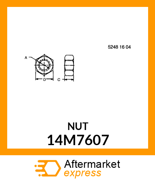 NUT, METRIC, HEX 14M7607