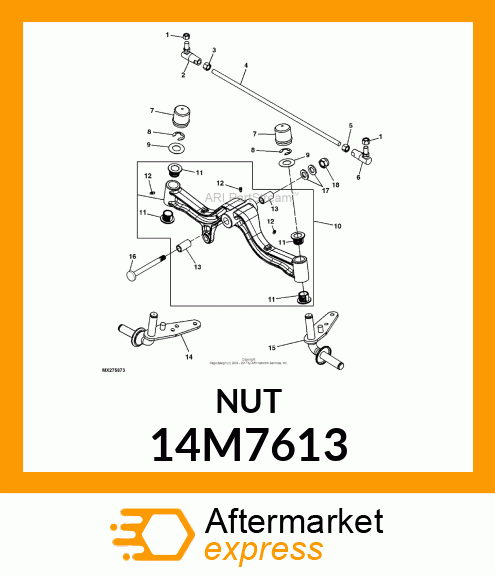 NUT, METRIC, L.H. THREAD HEX 14M7613