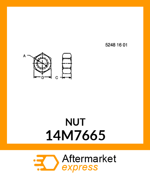 NUT, METRIC, HEX 14M7665