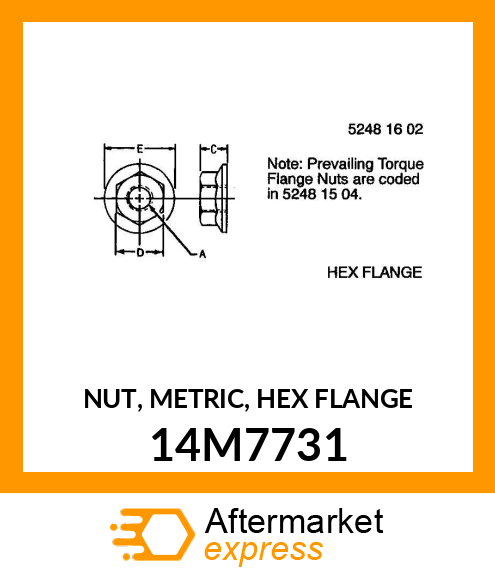 NUT, METRIC, HEX FLANGE 14M7731