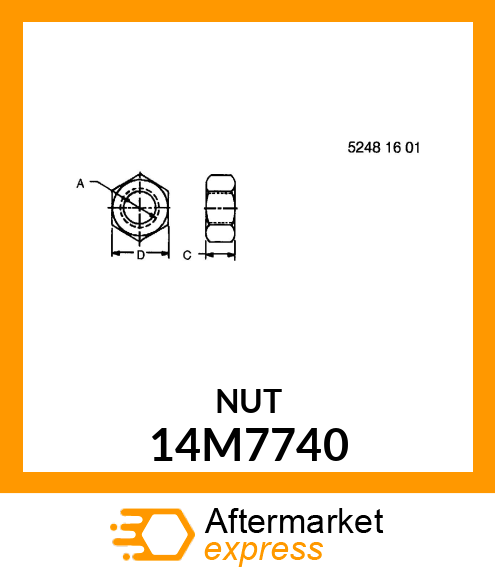 NUT, METRIC, THIN HEX 14M7740