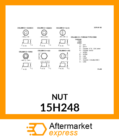 FITTING, PIPE PLUG 15H248