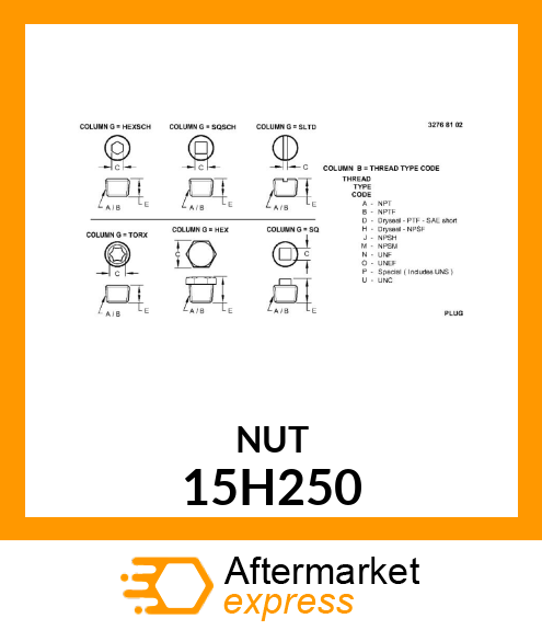 FITTING, PIPE PLUG 15H250