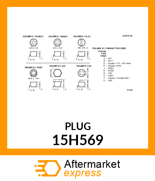 FITTING, PIPE PLUG 15H569